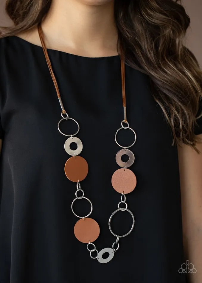 Paparazzi Necklace Sooner or LEATHER Brown Paparazzi Jewelry Necklaces