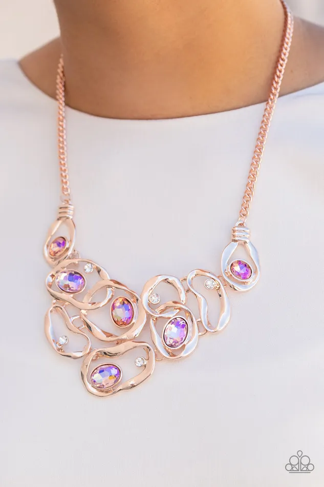 Paparazzi Necklace Warp Speed Rose Gold Paparazzi Jewelry Necklaces