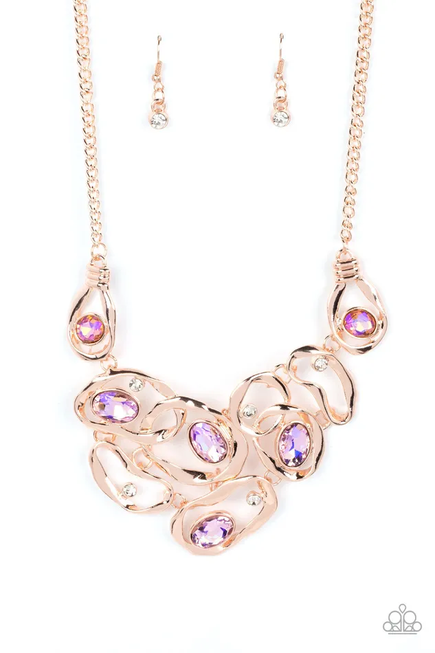 Paparazzi Necklace Warp Speed Rose Gold Paparazzi Jewelry Necklaces