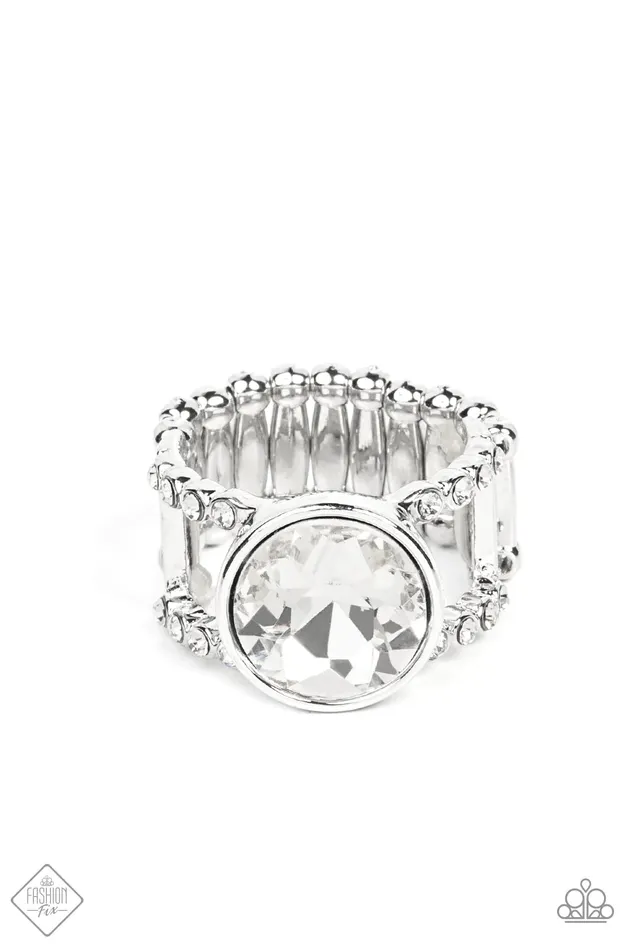 Paparazzi Ring High Roller Sparkle White Paparazzi Jewelry Rings