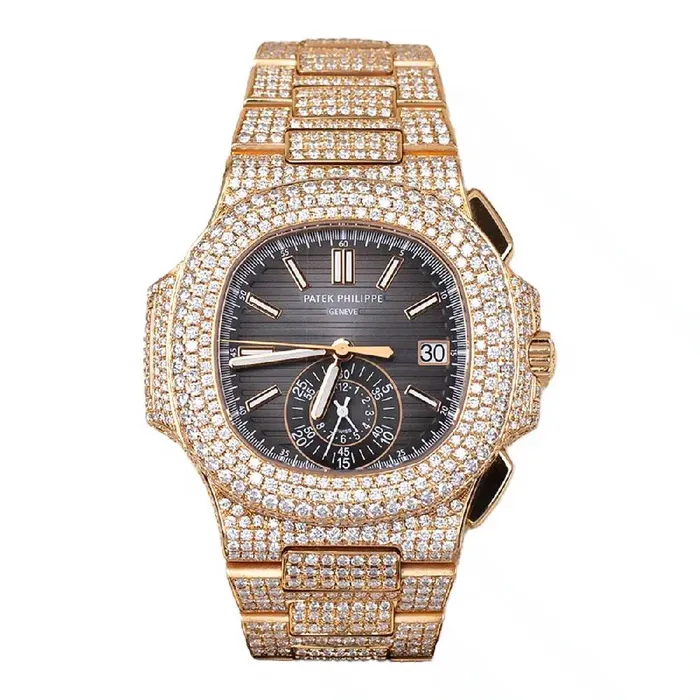 Patek Philippe Bracelets Custom Iced Out Patek Philippe Nautilus 405mm Watch Ref 59801R Black Dial Diamond Case 18K Rose Gold Diamond Bracelet Patek Philippe Bracelets Custom Iced Out Patek Philippe Nautilus 405mm Watch Ref 59801R Black Dial Diamond Case 18K Rose Gold Diamond Bracelet