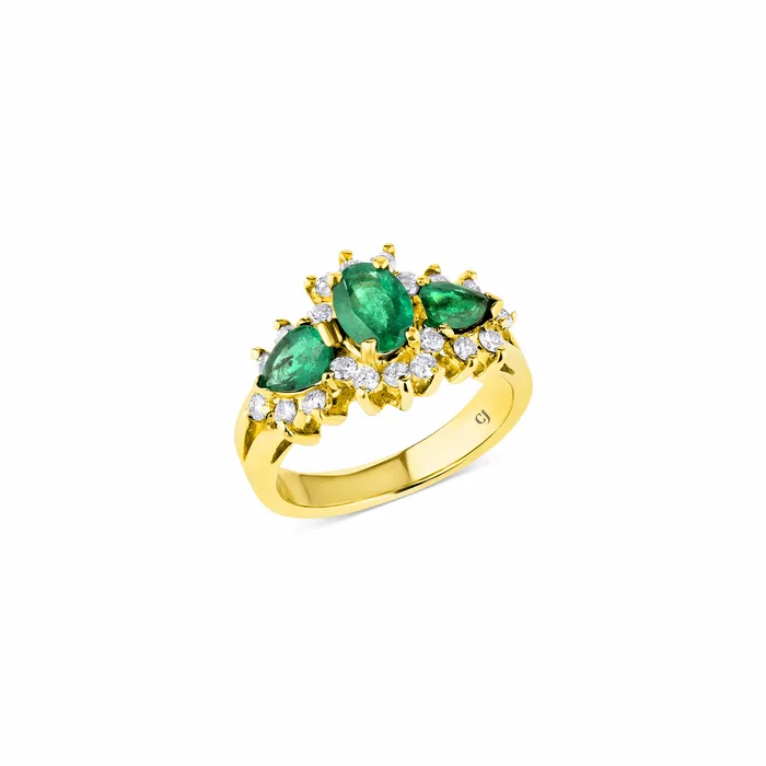Rings CJ Charles Jewelers 14kt Yellow Gold 170ctw Emerald and 065ctw Diamond Ring Rings CJ Charles Jewelers 14kt Yellow Gold 170ctw Emerald and 065ctw Diamond Ring