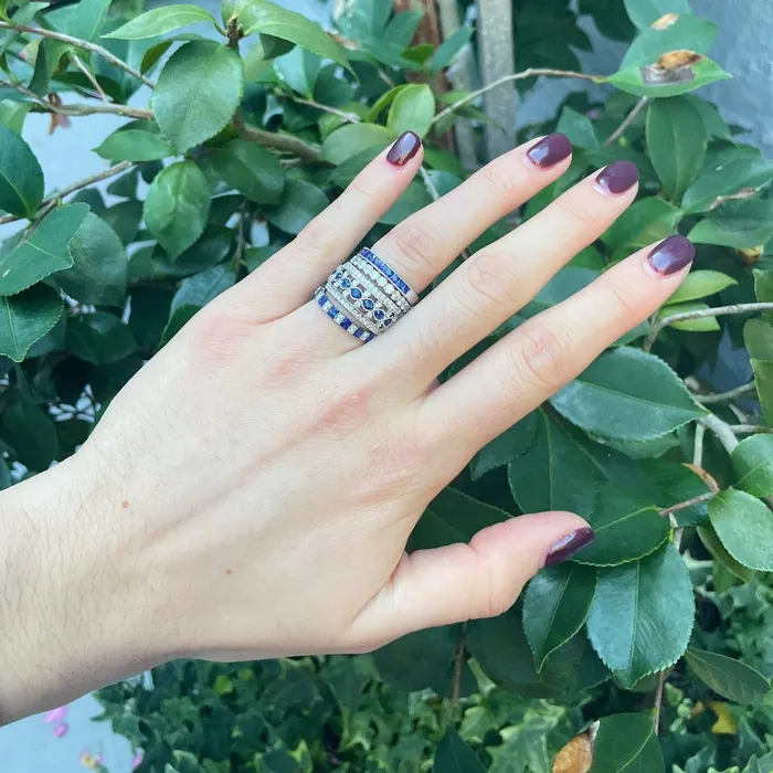 Rings Henri Daussi 75ctw Diamond Halfway 14K White Gold Band