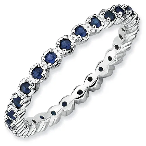 Rings Meierotto Jewelers Sterling Silver Eternity Ring in Created Sapphire