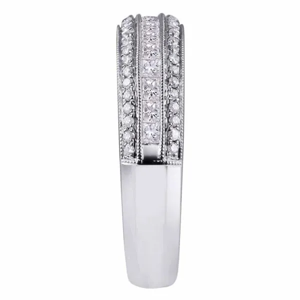 Rings Natural Round Brilliant Princess Cut Half Way Diamond Band Set in 18K White Gold 066ct tw Diamond Source NYC Rings Natural Round Brilliant Princess Cut Half Way Diamond Band Set in 18K White Gold 066ct tw Diamond Source NYC