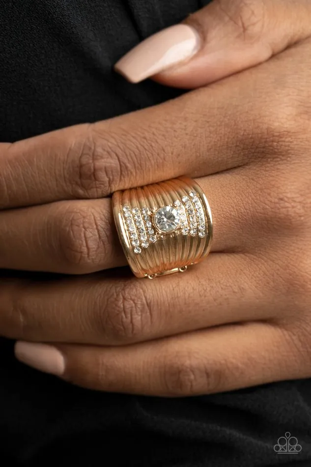 Rings Paparazzi Jewelry Paparazzi Ring Crystal Corsets Gold
