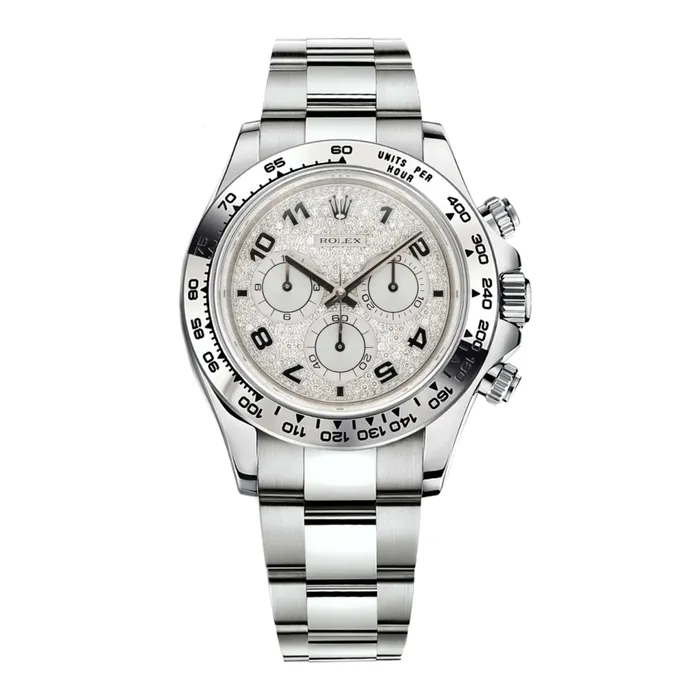 Rolex Bracelets Rolex Cosmograph Daytona 40mm Ref 116509PAVE Pave Diamond Dial 18K White Gold Oyster Bracelet Mens Watch