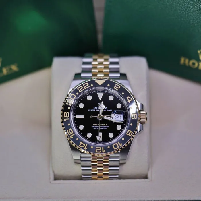 Rolex Bracelets Rolex GMTMaster II Zombie 40mm Ref 126713GRNR Black Dial Grey Black Ceramic Bezel Two Tone Stainless Steel 18K Yellow Gold Jubilee Bracelet Mens Watch