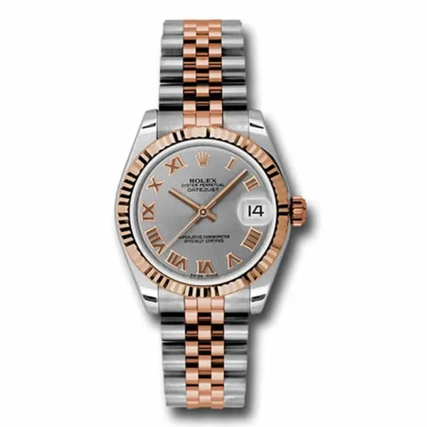 Rolex Datejust 31mm Ref 178271 grj Grey Roman Dial Two Tone Stainless Steel 18K Rose Gold Jubilee Bracelet Womens Watch Rolex Bracelets Rolex Datejust 31mm Ref 178271 grj Grey Roman Dial Two Tone Stainless Steel 18K Rose Gold Jubilee Bracelet Womens Watch Rolex Bracelets