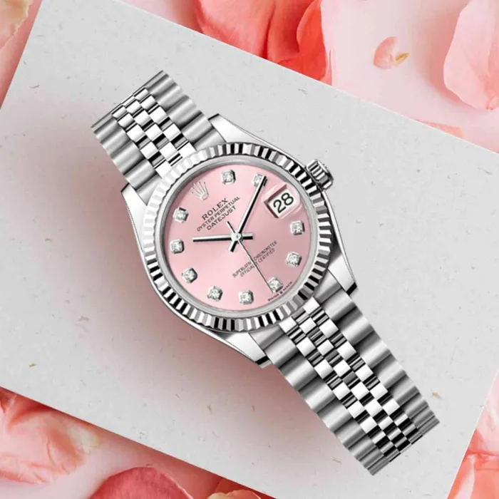 Rolex Datejust 31mm Ref 2782740032 Pink Diamond Dial Stainless Steel Jubilee Bracelet Womens Watch Rolex Bracelets