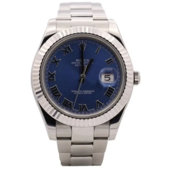 Rolex Datejust II 41mm Ref 116334 Blue Roman Dial Stainless Steel Oyster Bracelet Mens Watch Rolex Bracelets Rolex Datejust II 41mm Ref 116334 Blue Roman Dial Stainless Steel Oyster Bracelet Mens Watch Rolex Bracelets