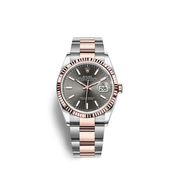 Rolex Rolex Datejust 36mm Ref 1262310014 Dark Rhodium Stick Dial Two Tone Stainless Steel 18K Rose Gold Oyster Bracelet Watch Bracelets Rolex Rolex Datejust 36mm Ref 1262310014 Dark Rhodium Stick Dial Two Tone Stainless Steel 18K Rose Gold Oyster Bracelet Watch Bracelets