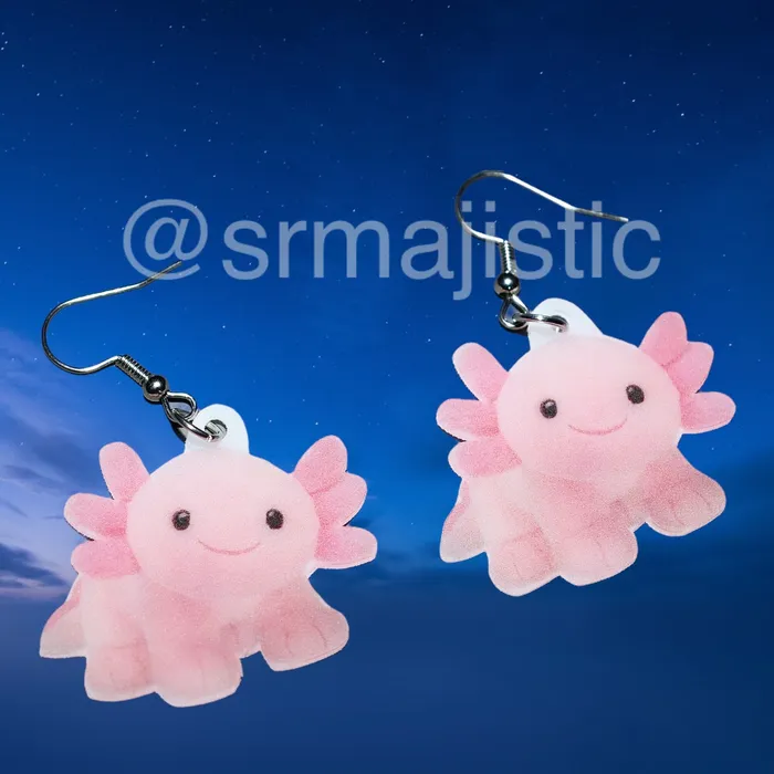 Sam Makes Things Earrings Build a Bear Axolotl Plush 2D Character Handmade Earrings Sam Makes Things Earrings Build a Bear Axolotl Plush 2D Character Handmade Earrings