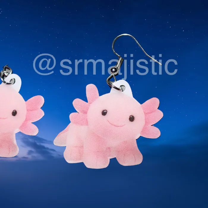 Sam Makes Things Earrings Build a Bear Axolotl Plush 2D Character Handmade Earrings
