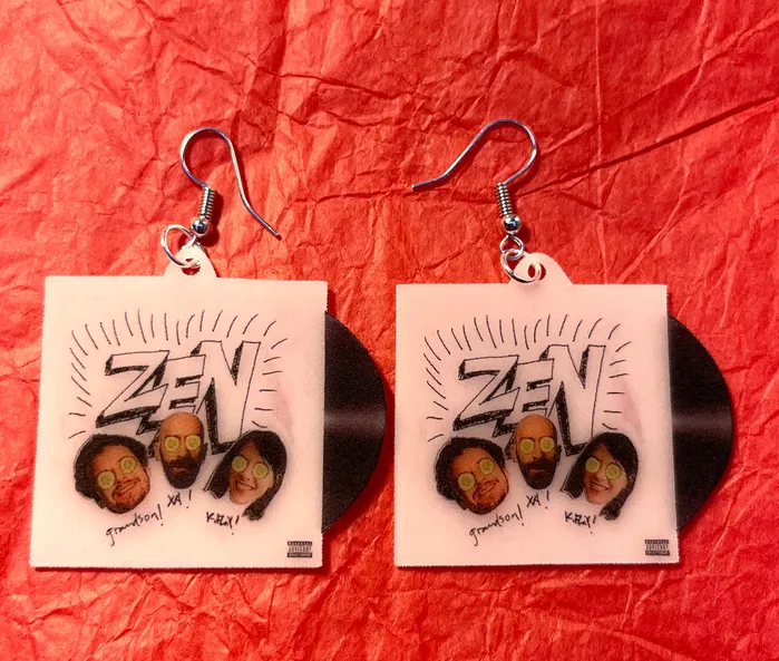 Sam Makes Things Earrings K Flay X Ambassadors and Grandson single Zen Vinyl Handmade Earrings
