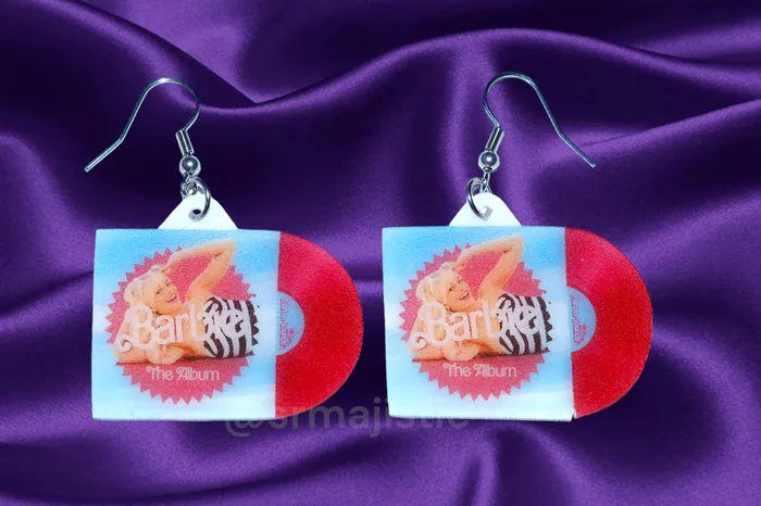 Sam Makes Things Earrings READY TO SHIP Barbie Movie Soundtrack Vinyl Album Handmade Earrings Sam Makes Things Earrings READY TO SHIP Barbie Movie Soundtrack Vinyl Album Handmade Earrings