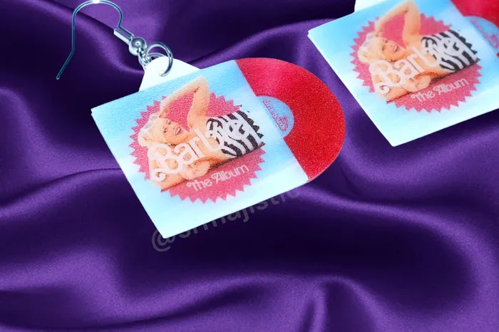 Sam Makes Things Earrings READY TO SHIP Barbie Movie Soundtrack Vinyl Album Handmade Earrings Sam Makes Things Earrings READY TO SHIP Barbie Movie Soundtrack Vinyl Album Handmade Earrings