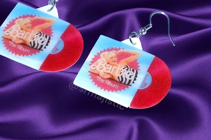 Sam Makes Things Earrings READY TO SHIP Barbie Movie Soundtrack Vinyl Album Handmade Earrings Sam Makes Things Earrings READY TO SHIP Barbie Movie Soundtrack Vinyl Album Handmade Earrings