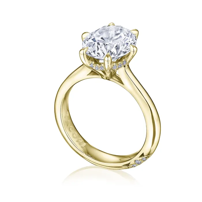 Tacori 18K Yellow Gold Diamond Semimount Ring Hidden Diamonds on Head Tacori Rings Tacori 18K Yellow Gold Diamond Semimount Ring Hidden Diamonds on Head Tacori Rings