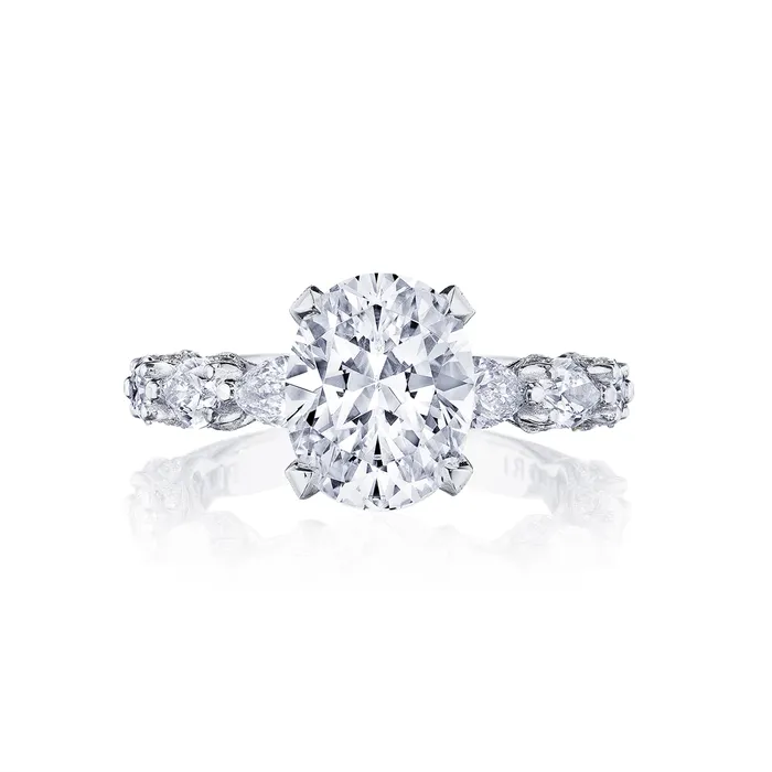 Tacori PreStyled Sets Tacori Royal T 18K White Gold Oval Diamond Semimount Tacori PreStyled Sets Tacori Royal T 18K White Gold Oval Diamond Semimount