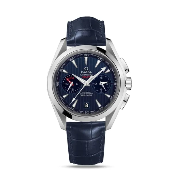 Watches Omega Seamaster 43mm Watch Ref 23113435203001 Blue Chronograph Index Dial Blue Leather Strap Omega Watches Omega Seamaster 43mm Watch Ref 23113435203001 Blue Chronograph Index Dial Blue Leather Strap Omega