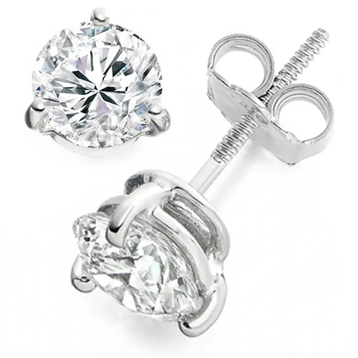 170 Carats Round Solitaire Real Natural Earth Mined Diamond Stud Earrings White Gold 14K GB Earrings