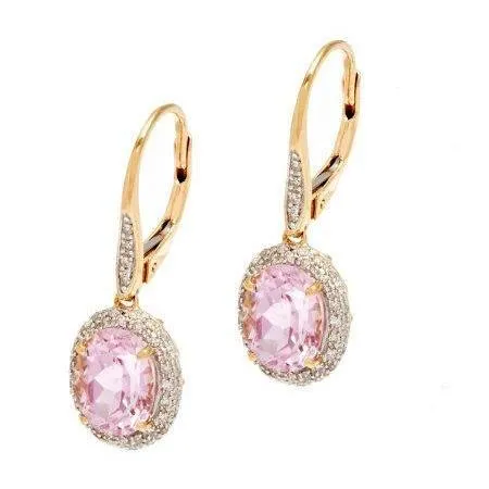 14K Yellow Gold Pink Kunzite With Natural Earth Mined Diamonds 14 Ct Dangle Earrings GB Earrings 14K Yellow Gold Pink Kunzite With Natural Earth Mined Diamonds 14 Ct Dangle Earrings GB Earrings