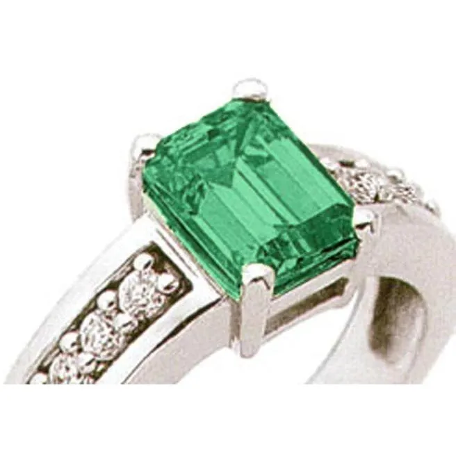 375 Ct Green Emerald And Natural Earth Mined Diamond Ring Solitaire With Accents GB Rings 375 Ct Green Emerald And Natural Earth Mined Diamond Ring Solitaire With Accents GB Rings