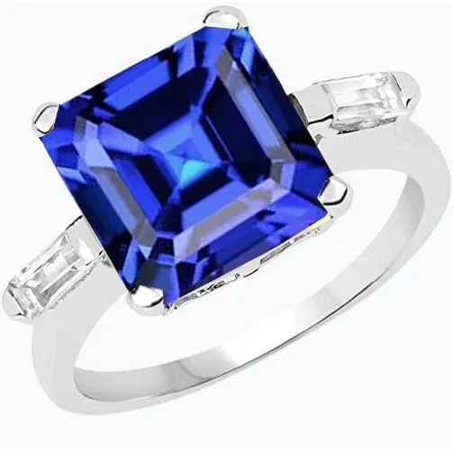 3 Stone Baguette Natural Earth Mined Diamond Ring Asscher Ceylon Blue Sapphire 4 Carats HarryChadEntcom Rings 3 Stone Baguette Natural Earth Mined Diamond Ring Asscher Ceylon Blue Sapphire 4 Carats HarryChadEntcom Rings