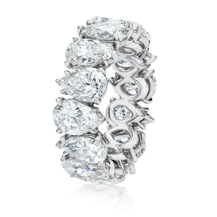 975 Carats Pear Cut Prong Set Natural Earth Mined Diamond Eternity Band White Gold 14K GB Rings 975 Carats Pear Cut Prong Set Natural Earth Mined Diamond Eternity Band White Gold 14K GB Rings