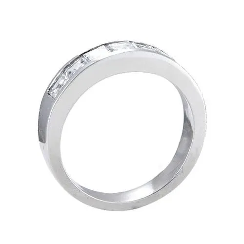 Asscher Cut Natural Earth Mined Diamond Wedding Band 350 Carats White Gold 14K Mens Ring GB Rings