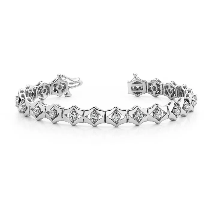 Bracelets 4 Carats Round Prong Set Box Real Natural Earth Mined Diamond Bracelet White Gold 14K Jewelry GB Bracelets 4 Carats Round Prong Set Box Real Natural Earth Mined Diamond Bracelet White Gold 14K Jewelry GB