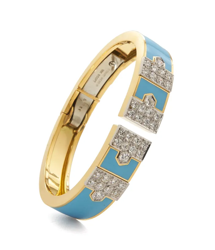 Bracelets David Webb Lane Bracelet Light Blue Enamel