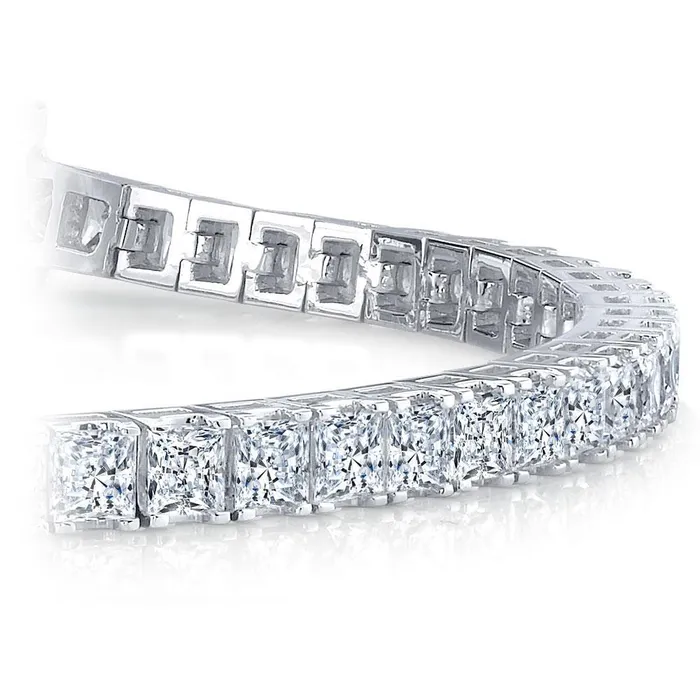 Bracelets GB 13 Carats Princess Cut Real Natural Earth Mined Diamond Tennis Bracelet Solid White Gold 14K Bracelets GB 13 Carats Princess Cut Real Natural Earth Mined Diamond Tennis Bracelet Solid White Gold 14K