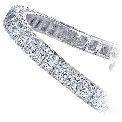 Bracelets GB 13 Carats Princess Cut Real Natural Earth Mined Diamond Tennis Bracelet Solid White Gold 14K Bracelets GB 13 Carats Princess Cut Real Natural Earth Mined Diamond Tennis Bracelet Solid White Gold 14K