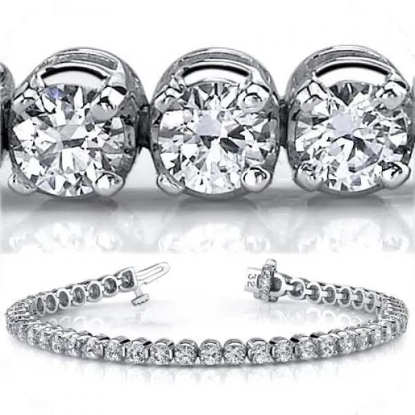 Bracelets GB 9 Ct Round Cut Prong Setting Natural Earth Mined Diamonds Tennis Bracelet White Gold Bracelets GB 9 Ct Round Cut Prong Setting Natural Earth Mined Diamonds Tennis Bracelet White Gold