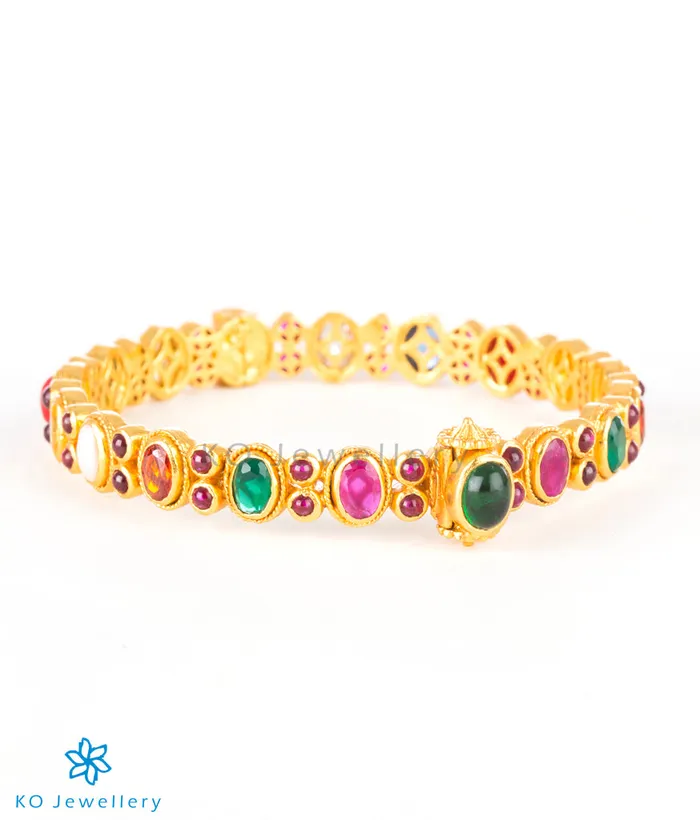 Bracelets The Navarathnalu Silver Gemstone Openable Bracelet Green22242628 Silversmith Bracelets The Navarathnalu Silver Gemstone Openable Bracelet Green22242628 Silversmith