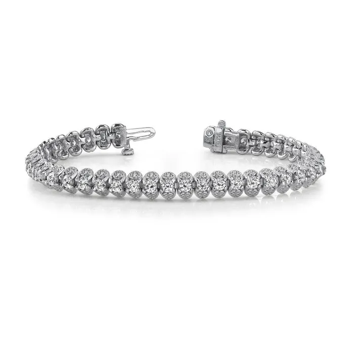 Bracelets Women Natural Earth Mined Diamond Tennis Bracelet Round Cut 540 Carats White Gold 14K GB Bracelets Women Natural Earth Mined Diamond Tennis Bracelet Round Cut 540 Carats White Gold 14K GB