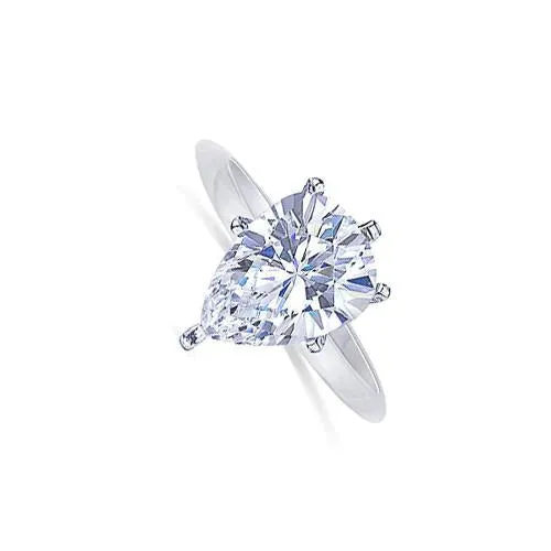 Classic Pear Natural Earth Mined Diamond Solitaire Ring GB Rings