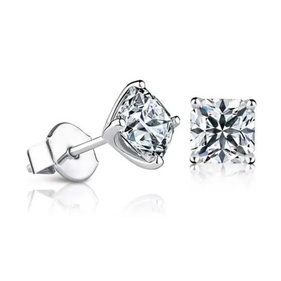 Cushion Cut 200 Carats Natural Earth Mined Diamonds Ladies Studs Earrings Gold White GB Earrings Cushion Cut 200 Carats Natural Earth Mined Diamonds Ladies Studs Earrings Gold White GB Earrings