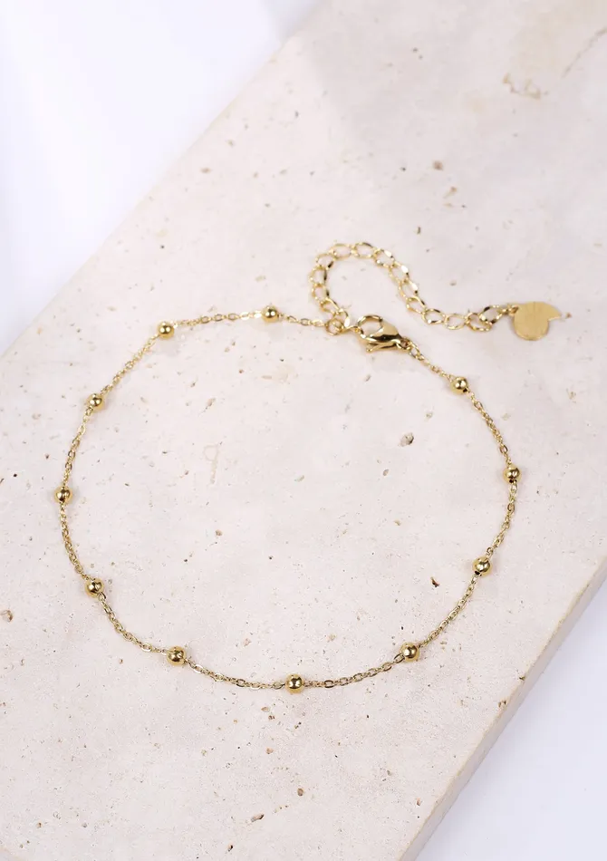 Delicate Ball Chain Anklet Gold Hey Happiness PreStyled Sets Delicate Ball Chain Anklet Gold Hey Happiness PreStyled Sets