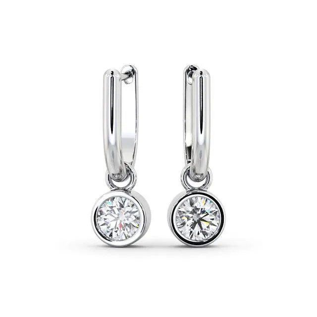 Drop Down Bezel Earrings 1 Carat Round Natural Earth Mined Diamond Womens Jewelry GB Earrings