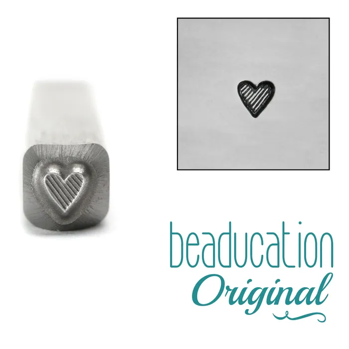 DS 14 Necklaces Tall Lined Heart Metal Design Stamp 35mm Beaducation Original
