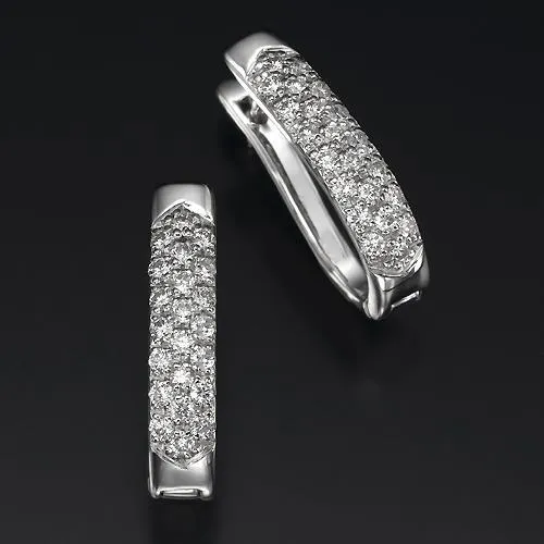 Earrings 14K White Gold Round Cut 350 Carats Natural Earth Mined Diamonds Women Hoop Earrings New GB Earrings 14K White Gold Round Cut 350 Carats Natural Earth Mined Diamonds Women Hoop Earrings New GB
