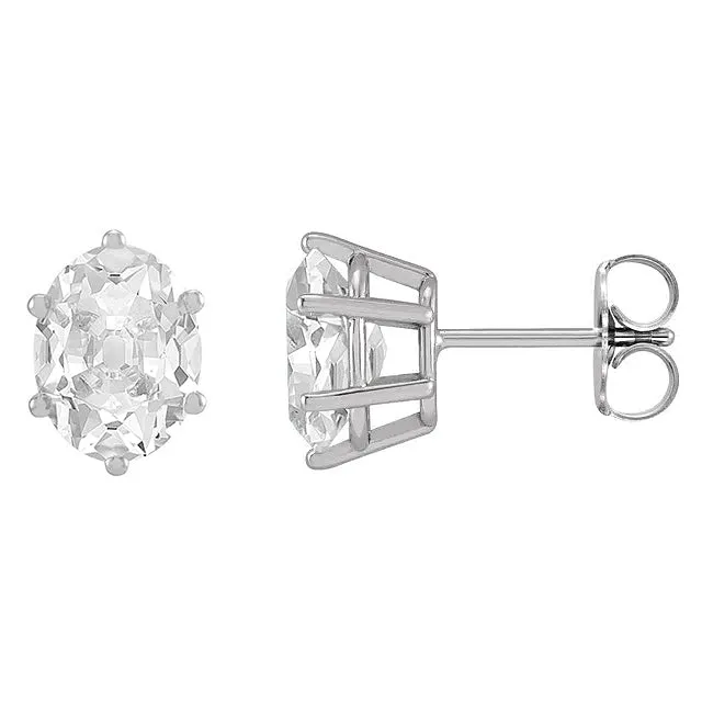 Earrings 8 Carats Genuine Diamond Stud Earrings Prong Set White Gold Oval Old Mine Cut HarryChadEntcom Earrings 8 Carats Genuine Diamond Stud Earrings Prong Set White Gold Oval Old Mine Cut HarryChadEntcom