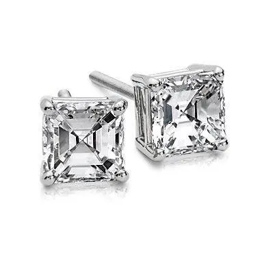Earrings GB 150 Carats Asscher Cut Prong Set Natural Earth Mined Diamond Studs Earring White Gold Earrings GB 150 Carats Asscher Cut Prong Set Natural Earth Mined Diamond Studs Earring White Gold