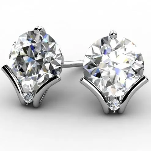 Earrings GB 220 Carats Round Brilliant Natural Earth Mined Diamond Stud Earring White Gold Earrings GB 220 Carats Round Brilliant Natural Earth Mined Diamond Stud Earring White Gold
