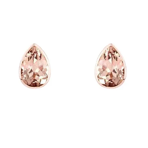 Earrings GB Bezel Set 1250 Ct Pear Cut Morganite Studs Earrings Rose Gold 14K Earrings GB Bezel Set 1250 Ct Pear Cut Morganite Studs Earrings Rose Gold 14K