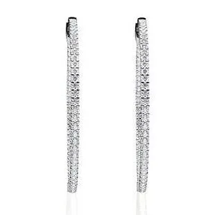 Earrings GB Ladies Hoop Earrings F Vvs1 430 Carats Genuine Natural Earth Mined Diamonds White Gold 14K
