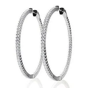 Earrings GB Ladies Hoop Earrings F Vvs1 430 Carats Genuine Natural Earth Mined Diamonds White Gold 14K